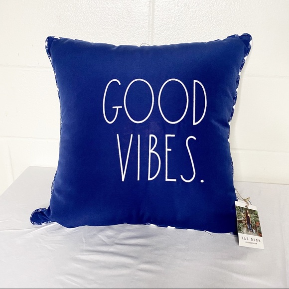 Rae Dunn Other - Rae Dunn outdoor pillow Good Vibes blue